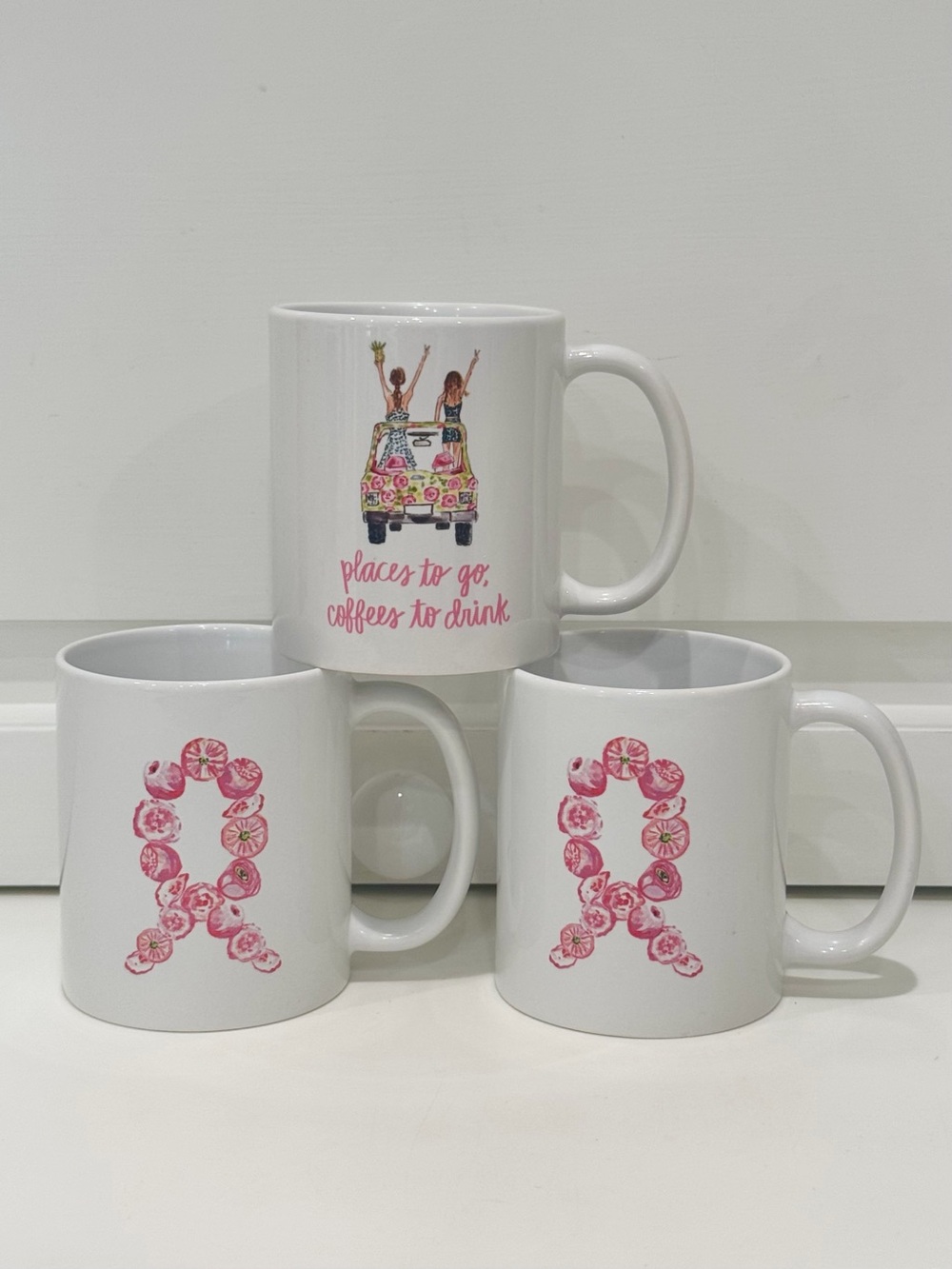 NWOT Evelyn Henson Ltd Edition Pink Floral Breast Cancer Ribbon Mug - Picture 8 of 11